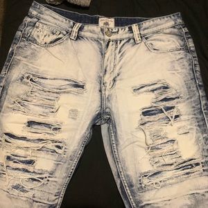 Smoke Rise acid wash jean shorts